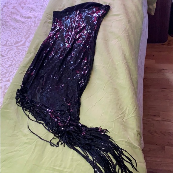 Strapless Black high low sequins dress - Picture 8 of 9